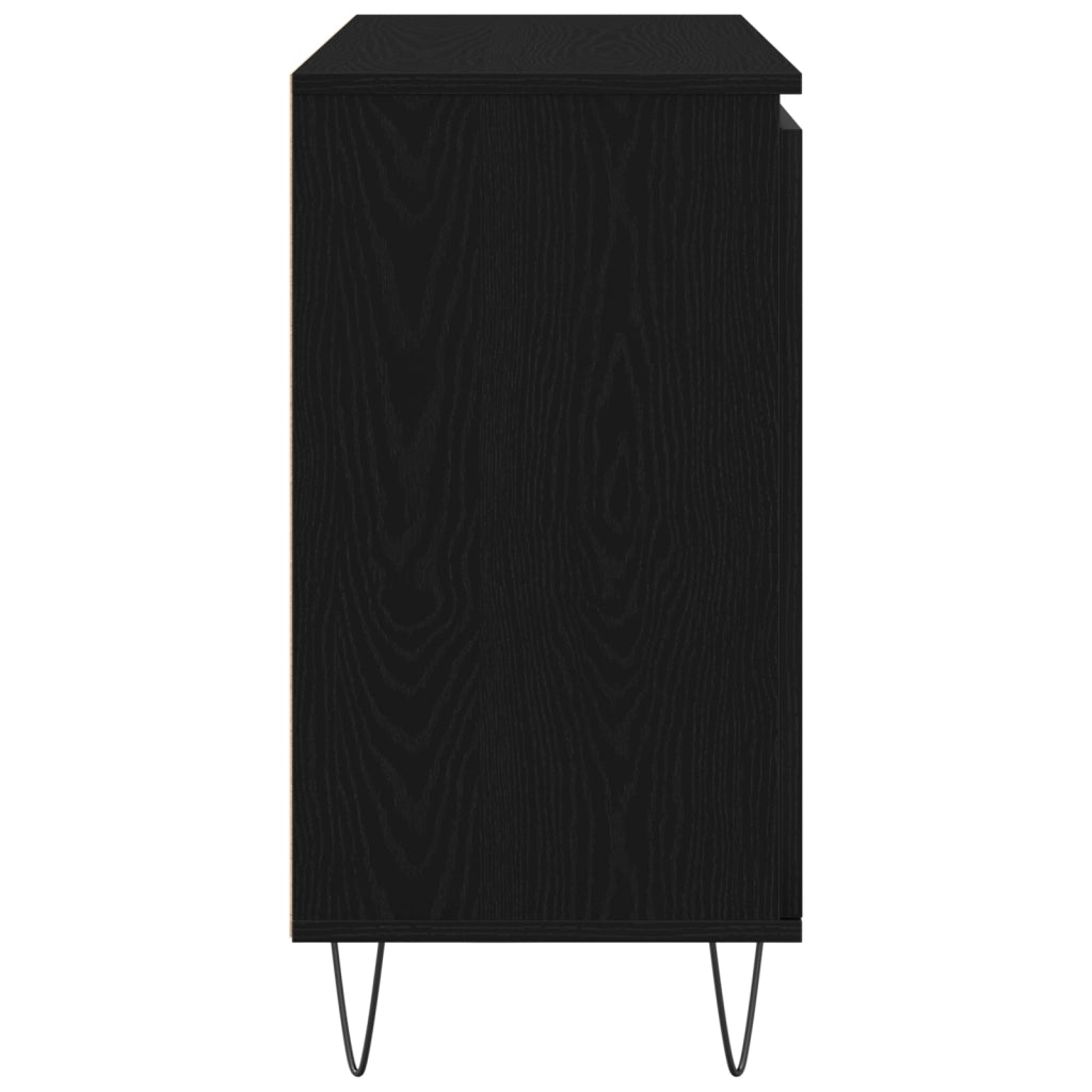 Sideboard Nero Rovere 101,5x35x70 cm Legno ingegnerizzato