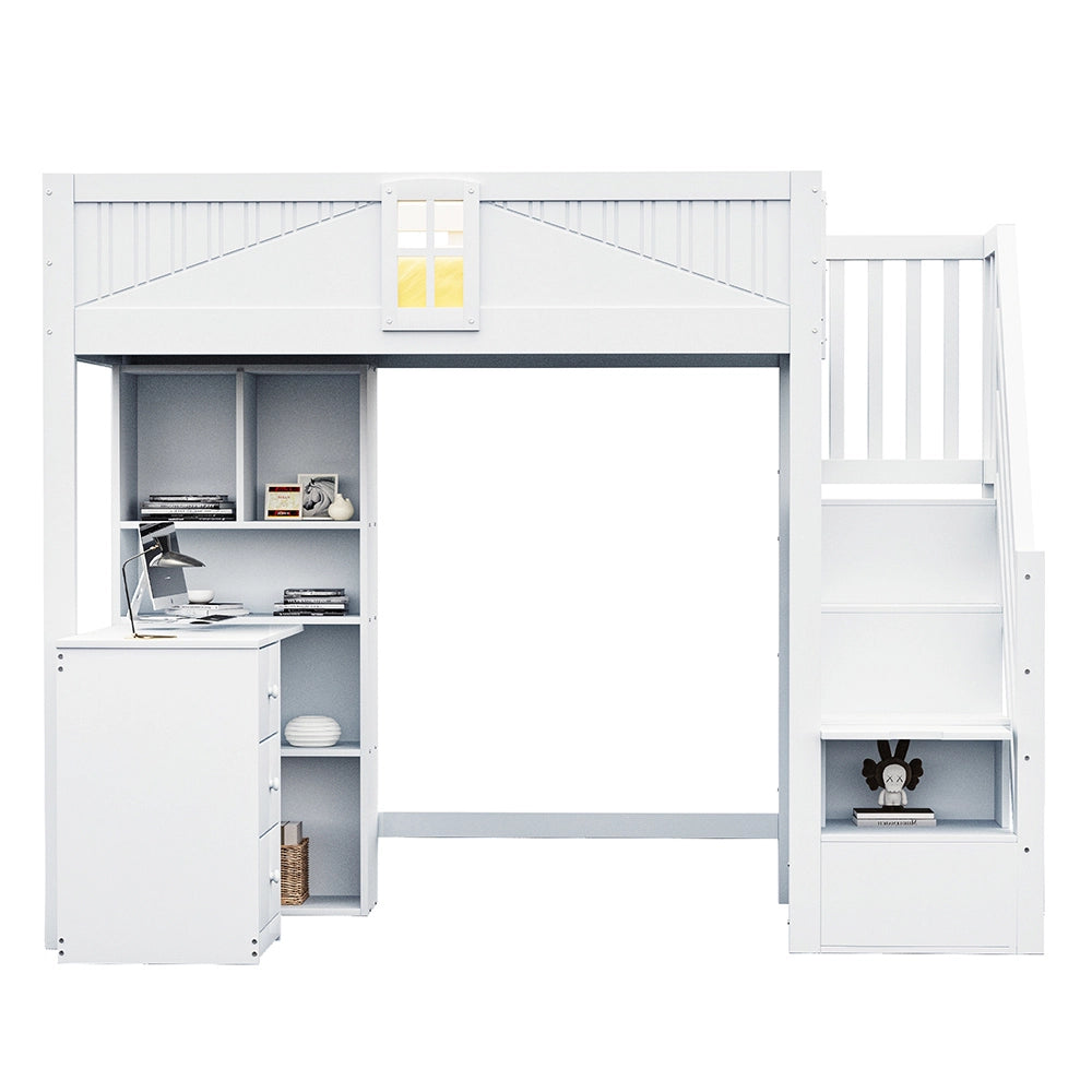 Letto a castello - Xylo - 90x200 cm scrivania bianco