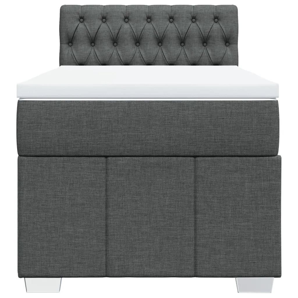 Giroletto a Molle con Materasso Grigio Scuro 100x200 cm Tessuto