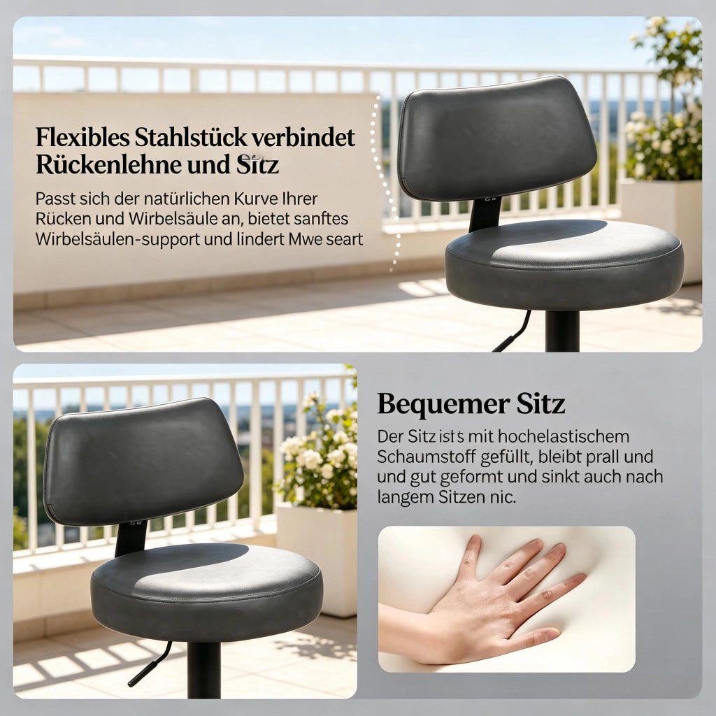 Sgabelli da bar girevoli con altezza regolabile schienale ergonomico e poggiapiedi in similpelle antracite