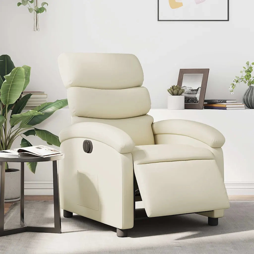 Divano Sedia-Poltrona Reclinabile Elettrica Crema in Similpelle 893617