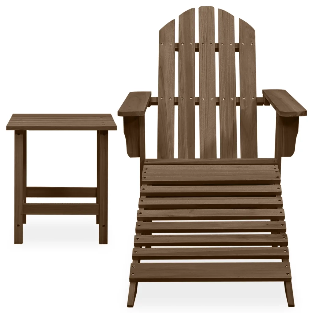 Sedia Adirondack con Ottomana e Tavolo Abete Massello Marrone 315931