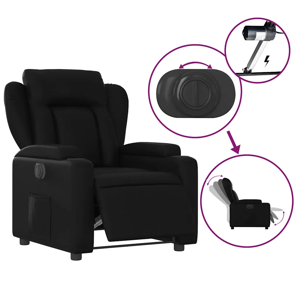 Divano Sedia-Poltrona Reclinabile Elettrica Nera in Similpelle 647102