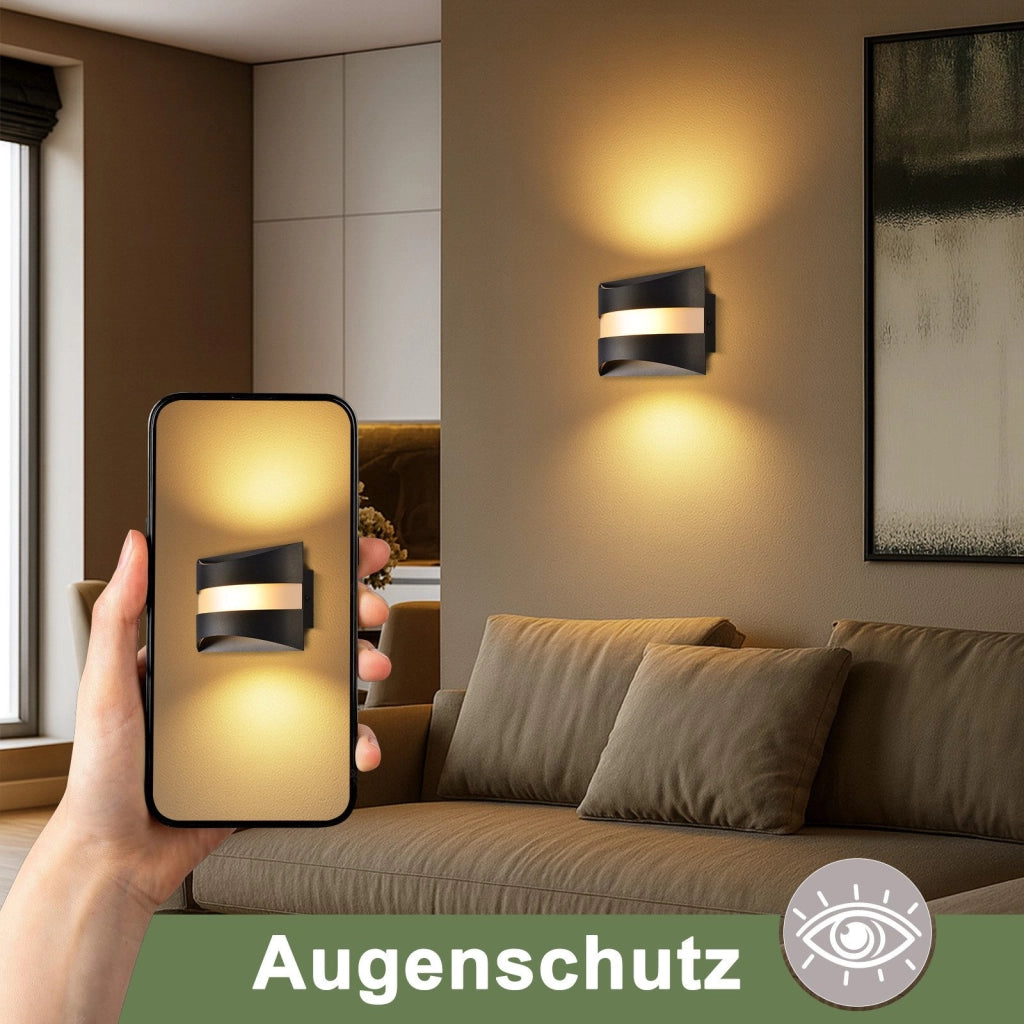 ZMH Lampada da Parete LED Nera Design Moderno 3000K 5W Illuminazione Verso l'Alto e Verso il Basso Applique