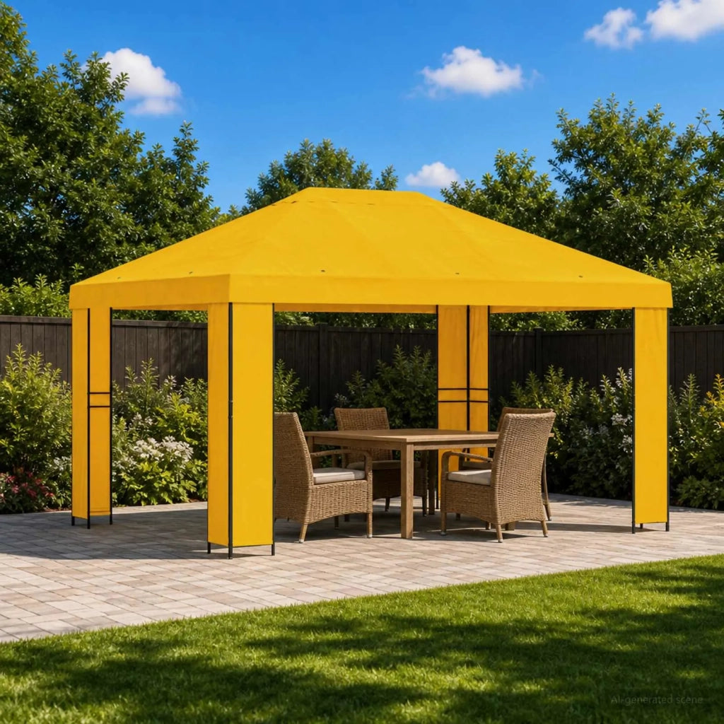 Gazebo | Pergolato 4 ¡Á 3 m Giallo Poliestere e Acciaio 190 gsm