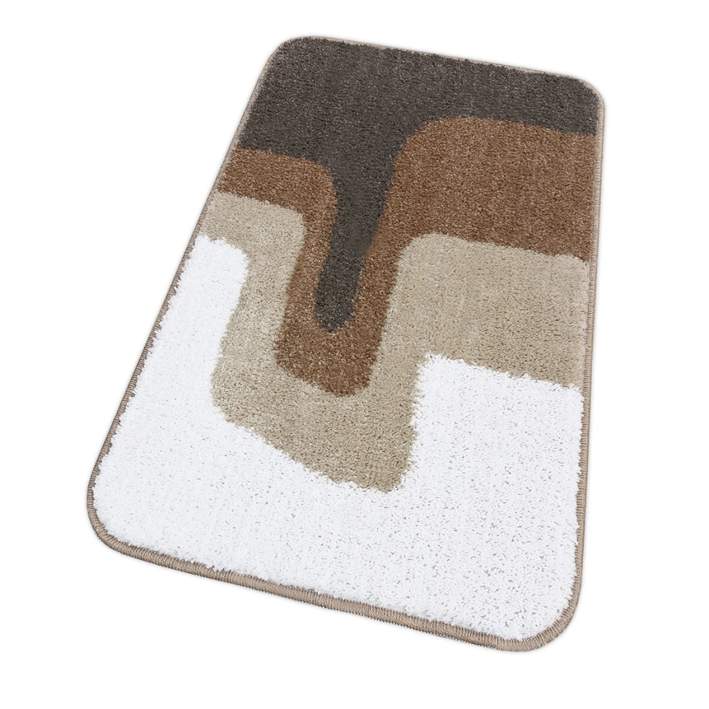Tappeto Bagno 50x110 Cm Doccia Scendiletto Pelo Raso Morbido Assorbente Antiscivolo Lavabile Marrone