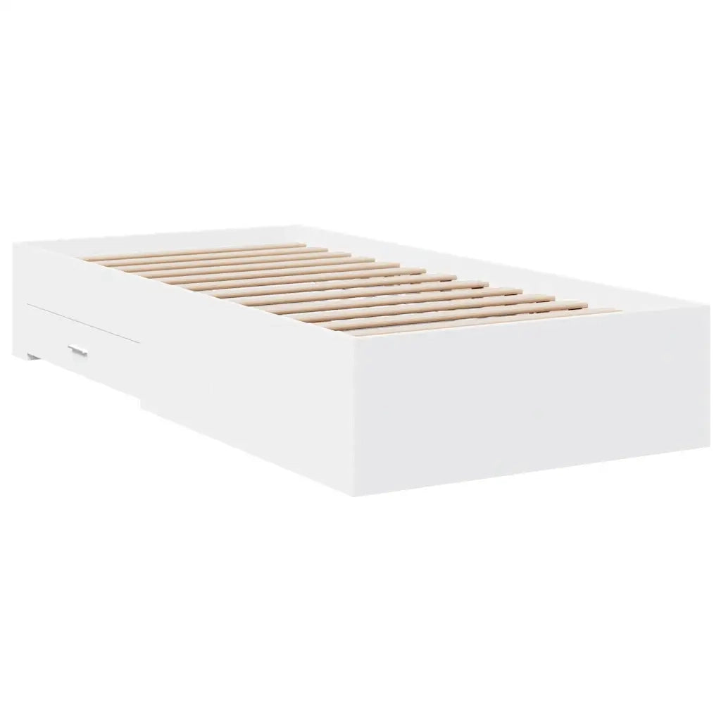 Giroletto con Cassetti Bianco 100x200 cm in Legno Multistrato 3280419