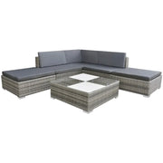 Set Divani da Giardino 6 pz con Cuscini in Polyrattan Grigio cod mxl 34868