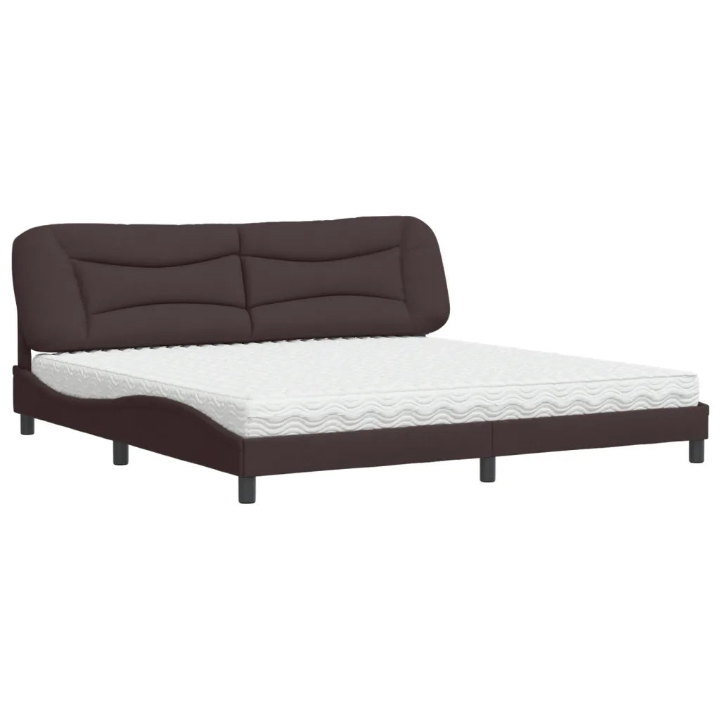 Letto con Materasso Hvar Marrone Scuro 200x200 cm in Tessuto 3208558