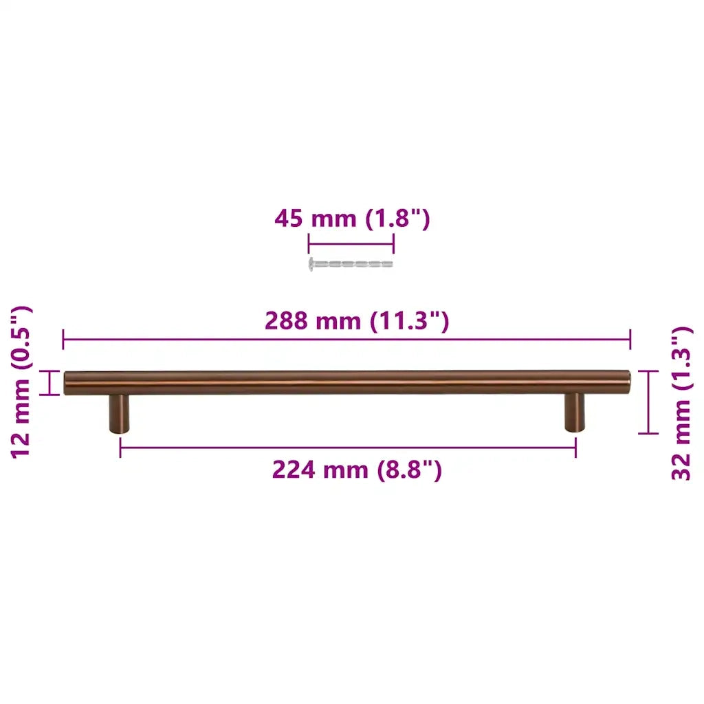 Maniglie per Mobili 5pz Bronzo 224mm in Acciaio Inox 155377
