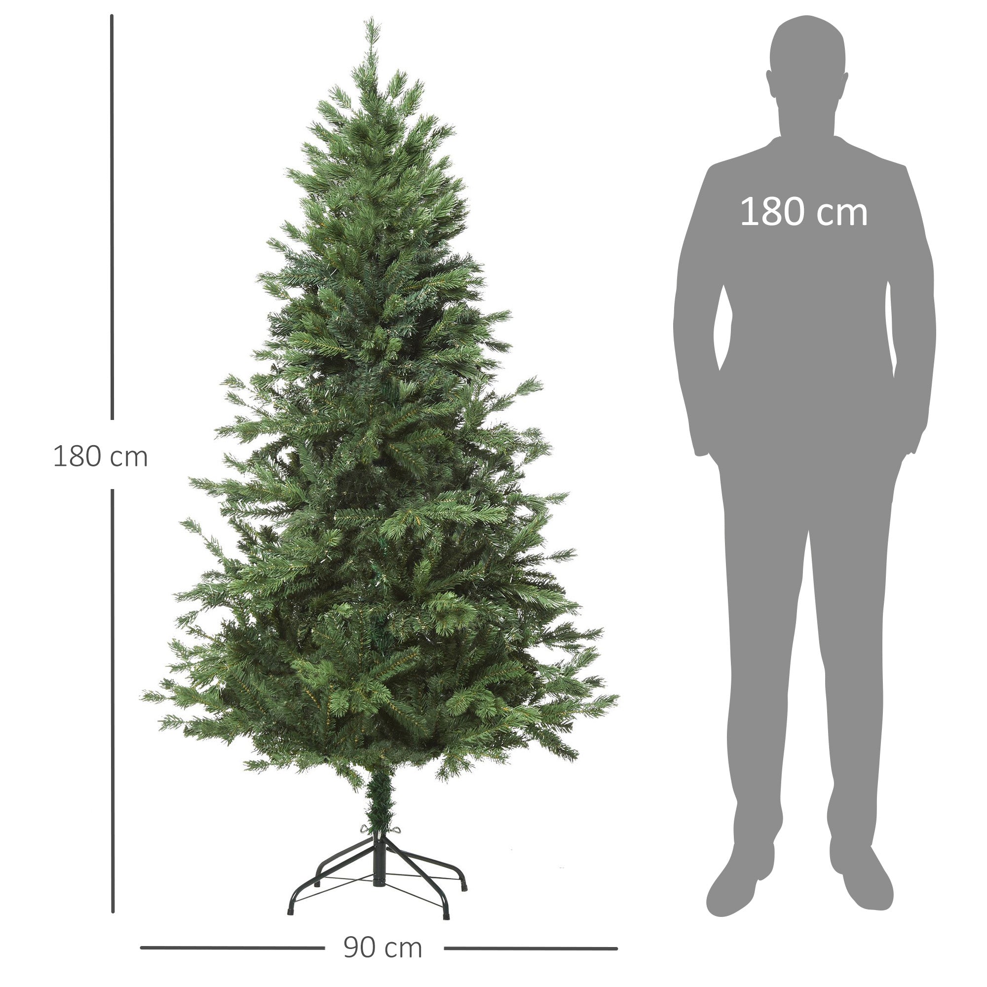 Albero di Natale Artificiale 180 cm 696 Rami  Pino Verde