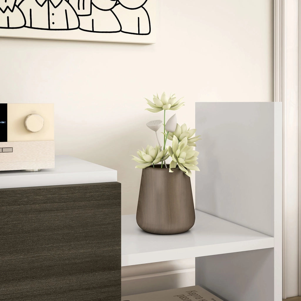 Mobile TV Ripiani e Armadietto a Ribalta con Mensola a Muro 153,6x25x42 cm Bianco e Nero