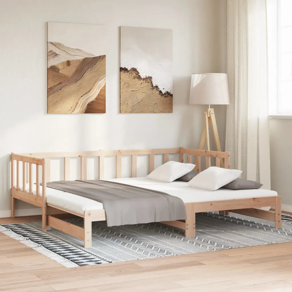 Divano Letto con Letto Estraibile 90x200cm Legno Massello Pino 836156