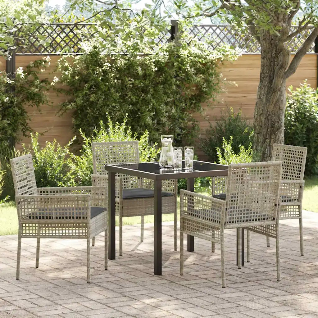Set da Pranzo per Giardino 5 pcs Grigio chiaro polyrattan