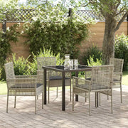 Set da Pranzo per Giardino 5 pcs Grigio chiaro polyrattan