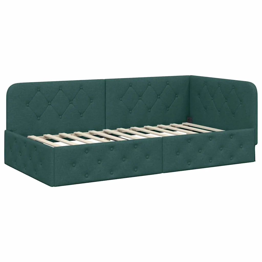 Cornice del letto ad angolo Verde Scuro 90 x 200 cm Tessuto 42016499