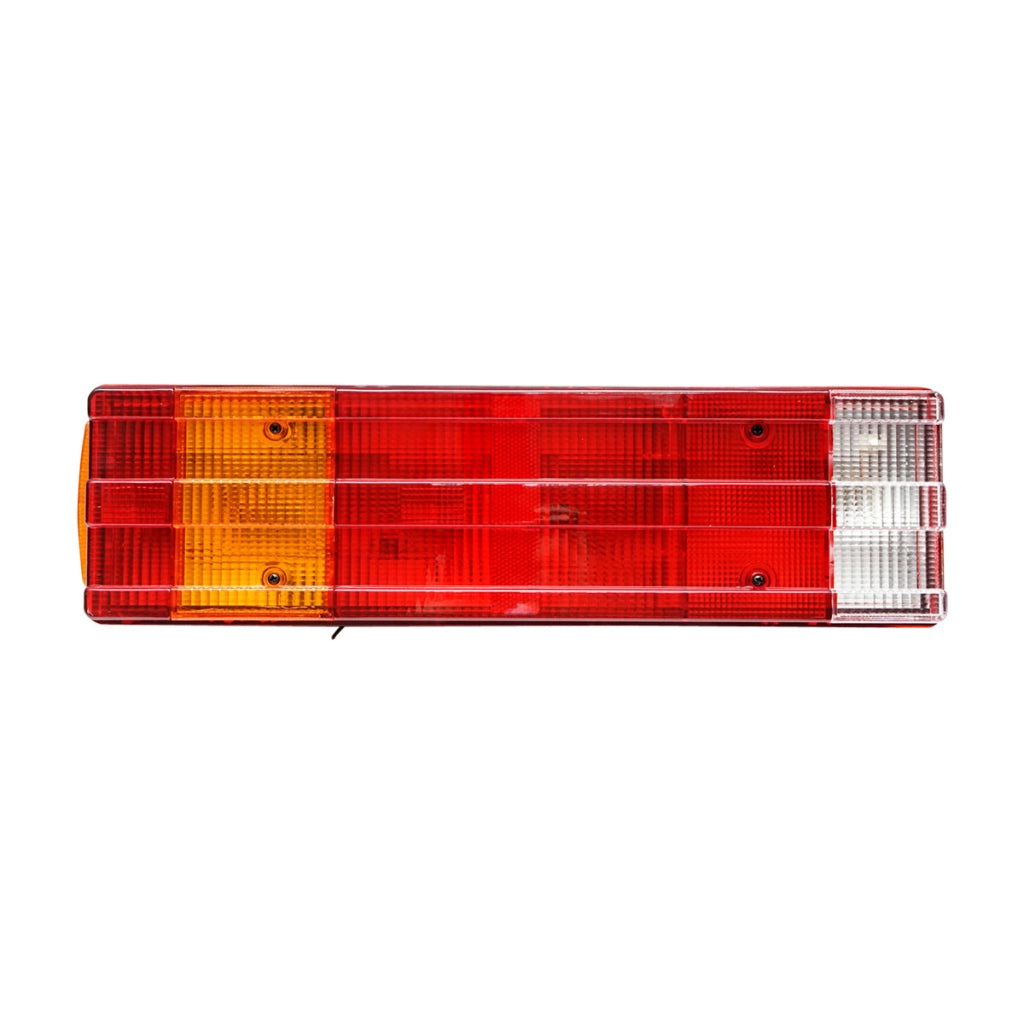Lampada posteriore destra con 7 funzioni e dispersore striato, 480x113x90 mm, per DAF, MB Atego, Breckner Germany, codice OEM 1522386, 4.62376, A0035445303, A0035445703