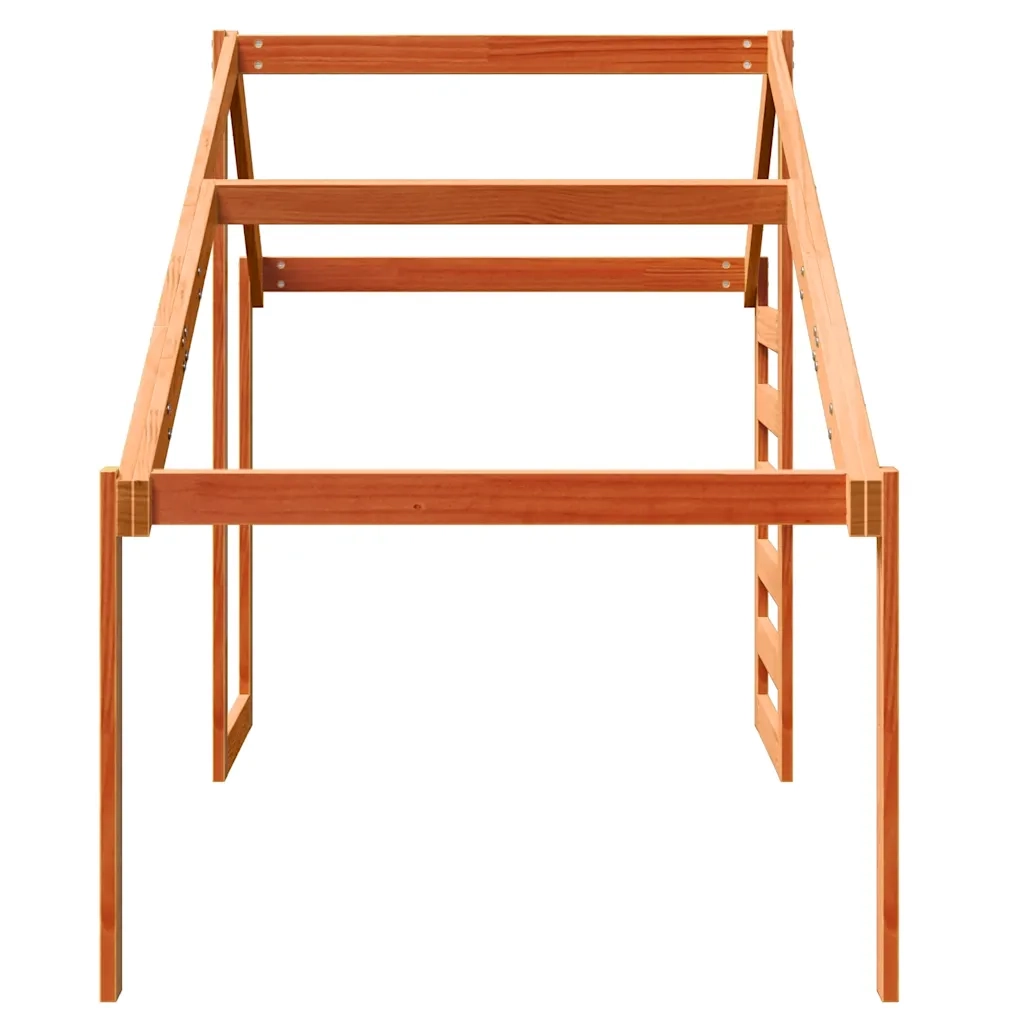 Tetto Letto Bambini Marrone Cera 198x97x113 Legno Massello Pino