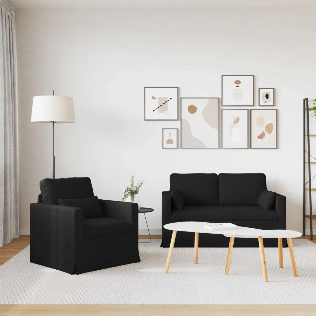 Set di divani 2 pcs Nero 139 x 78 x 80 cm Tessuto
