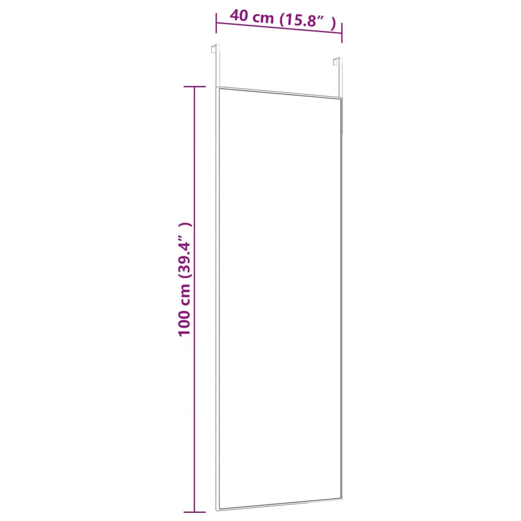 Specchio da Porta Nero 40x100 cm in Vetro e Alluminio 327408