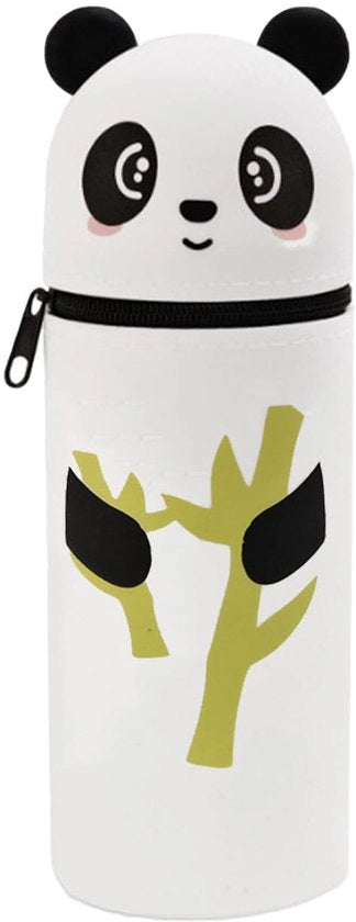 Etui 2-in-1 in piedi con cerniera, disegni di cartoni animali, bagaglio per studentesse e ragazze adolescenti, grande contenitore per oggetti scolastici (bianco)