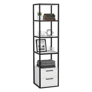Libreria Arsim, Scaffale da ufficio, Mobile portalibri, Biblioteca, 39x39h169 cm, Bianco e Nero