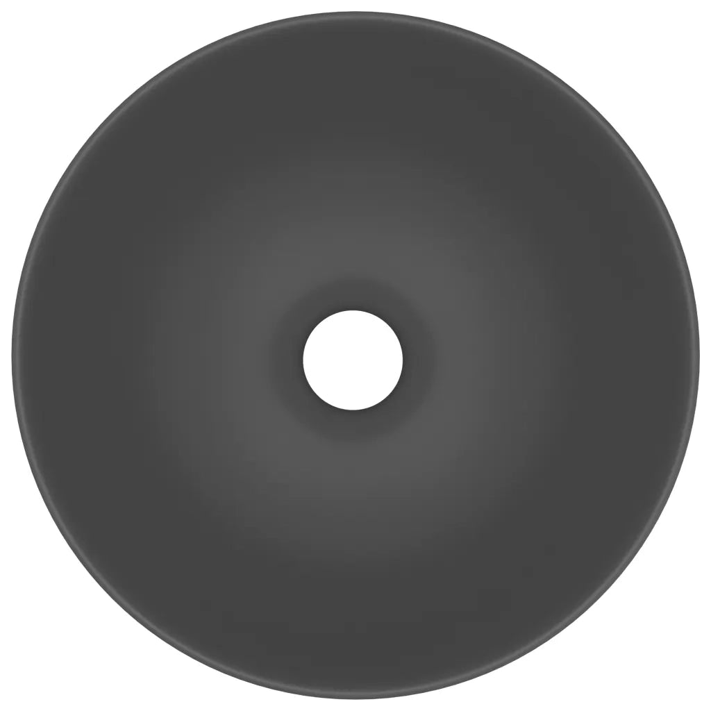 Lavandino da Bagno in Ceramica Grigio Scuro Rotondo 146983