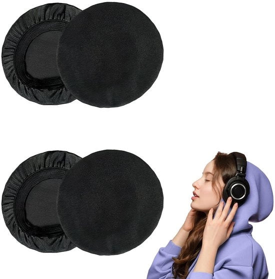 Orecchie di protezione per cuffie elastiche - Universale misura - Lavabile in lavatrice - Durevole - Tela nera