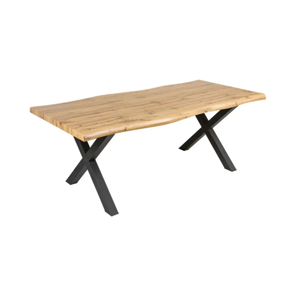 Tavolo da pranzo RIVET 160 cm in legno chiaro e metallo nero