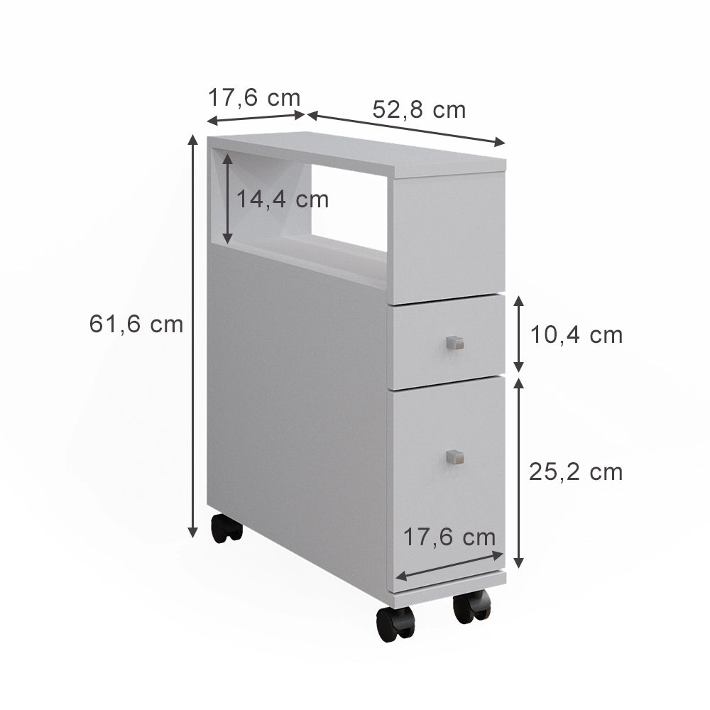 Vicco Cassettiera da bagno Bianco 17.6 x 61.6 cm con 2 cassetti