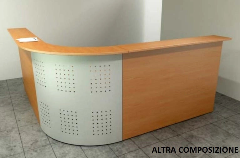 Composizione completa reception in melaminico verniciato cm. 256X256X115H