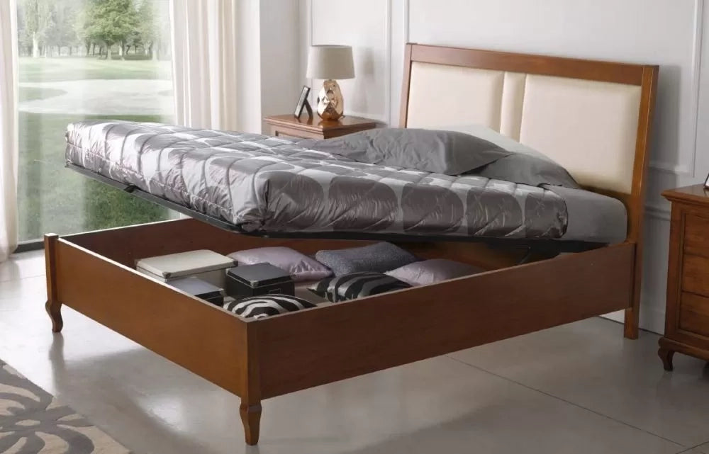 Letto matrimoniale contenitore legno noce bassano 175x210x125 - Mobili 2G