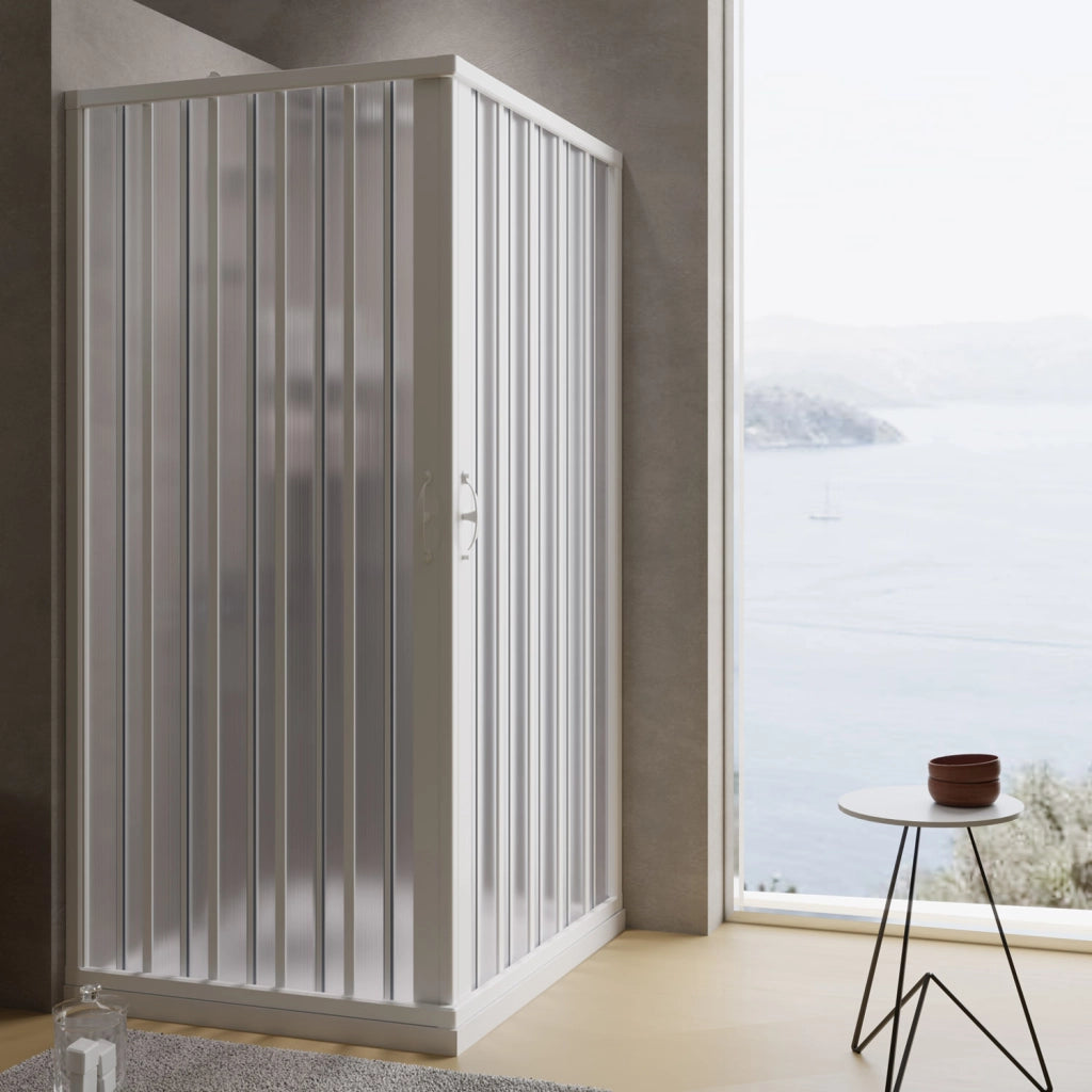 Box doccia a soffietto in PVC 90x100 cm H 185 mod. Aster con apertura centrale