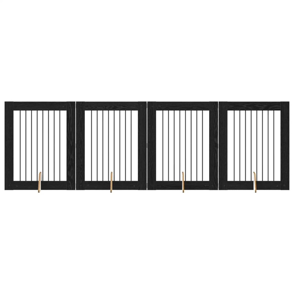 Cancello per cani con supporti 4 pcs Rovere Nero 80 x 100 cm 892043