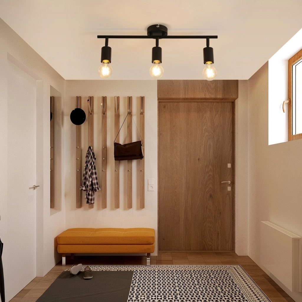 ZMH Faretto da soffitto nero - Lampada da soffitto con faretti E27 orientabili a 350° per camera da letto vintage