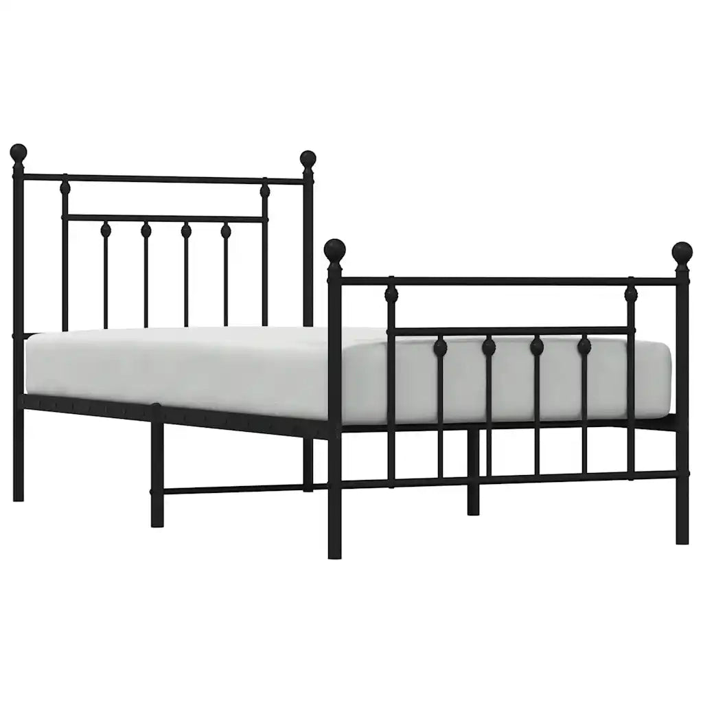Giroletto con Testiera e Pediera Metallo Nero 90x190 cm 353547