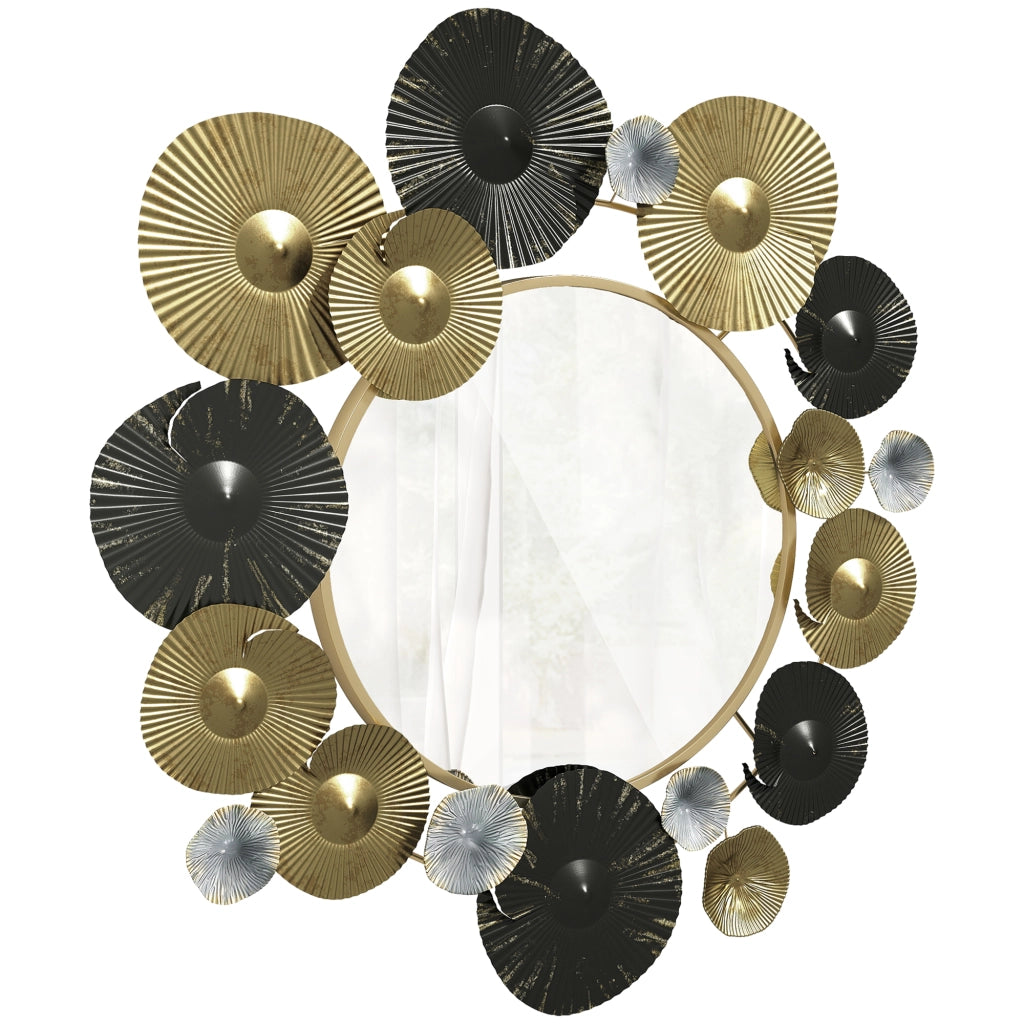 Specchio Decorativo da Parete ¨C Zephmum ¨C Dorato e Nero 84x84 cm