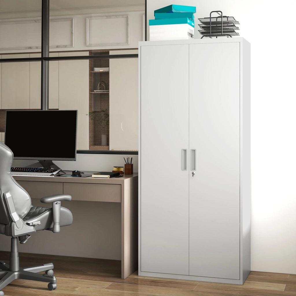 Armadio da Ufficio in Acciaio con 4 Ripiani Regolabili 80x40x180 cm Bianco