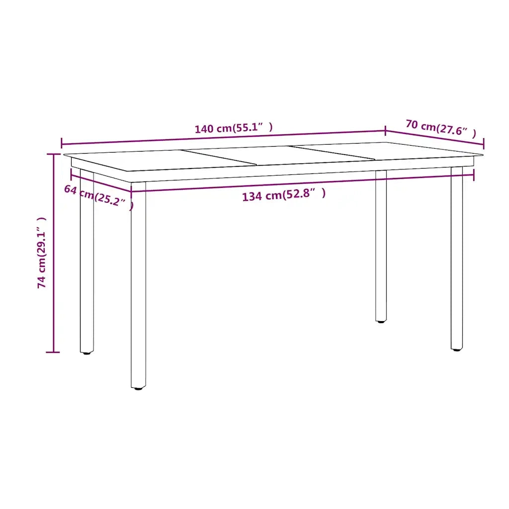 Set da Pranzo da Giardino 7 pz con Cuscini Grigio e Nero cod mxl 41478