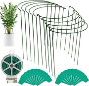 Supporti per piante 35 cm - anello di sostegno per piante in metallo - 10 pezzi - 50 m di filo di raffia - 20 etichette - per piovanze e hortensie - per piante da interni e esterni - sostegno per piante a forma semicircolare