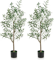 2 Pezzi Pianta Finta di Oliva 160 cm, Pianta Olivo Artificiale in Vaso Decorazione per Casa e Ufficio, Pianta Finta in PE con Frutti Realistici da Interno ed Esterno (2)