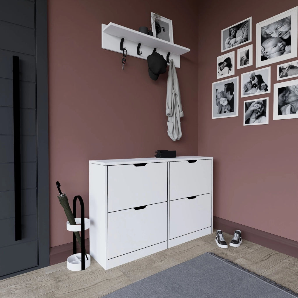 Mobile Portascarpe Greccio, Scarpiera 8 Ripiani, 121x30x79h cm Bianco