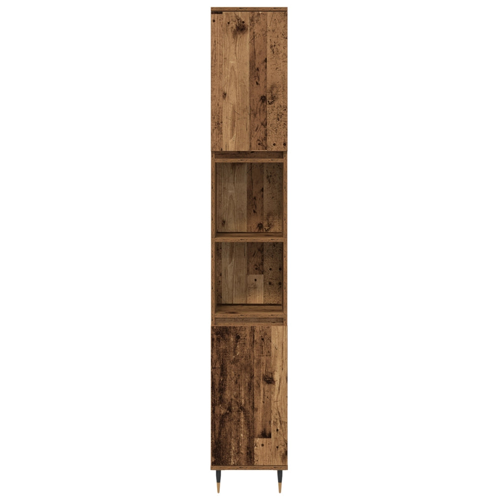 Set Mobili Bagno 3 pezzi Legno Vecchio Legno Ingegnerizzato