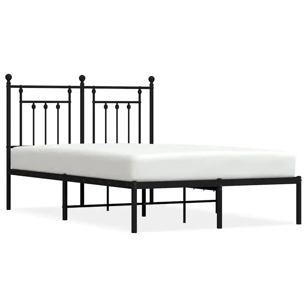 Letto matrimoniale | Letto per adulti | Giroletto con Testiera in Metallo Nero 135x190 cm