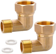 Due pezzi di connessione a vite mobili in rame, angolo 90°, 1/2 pollice AG x 3/4 pollice IG, connessione a vite mobili 90°, 1/2 pollice su 3/4 pollice