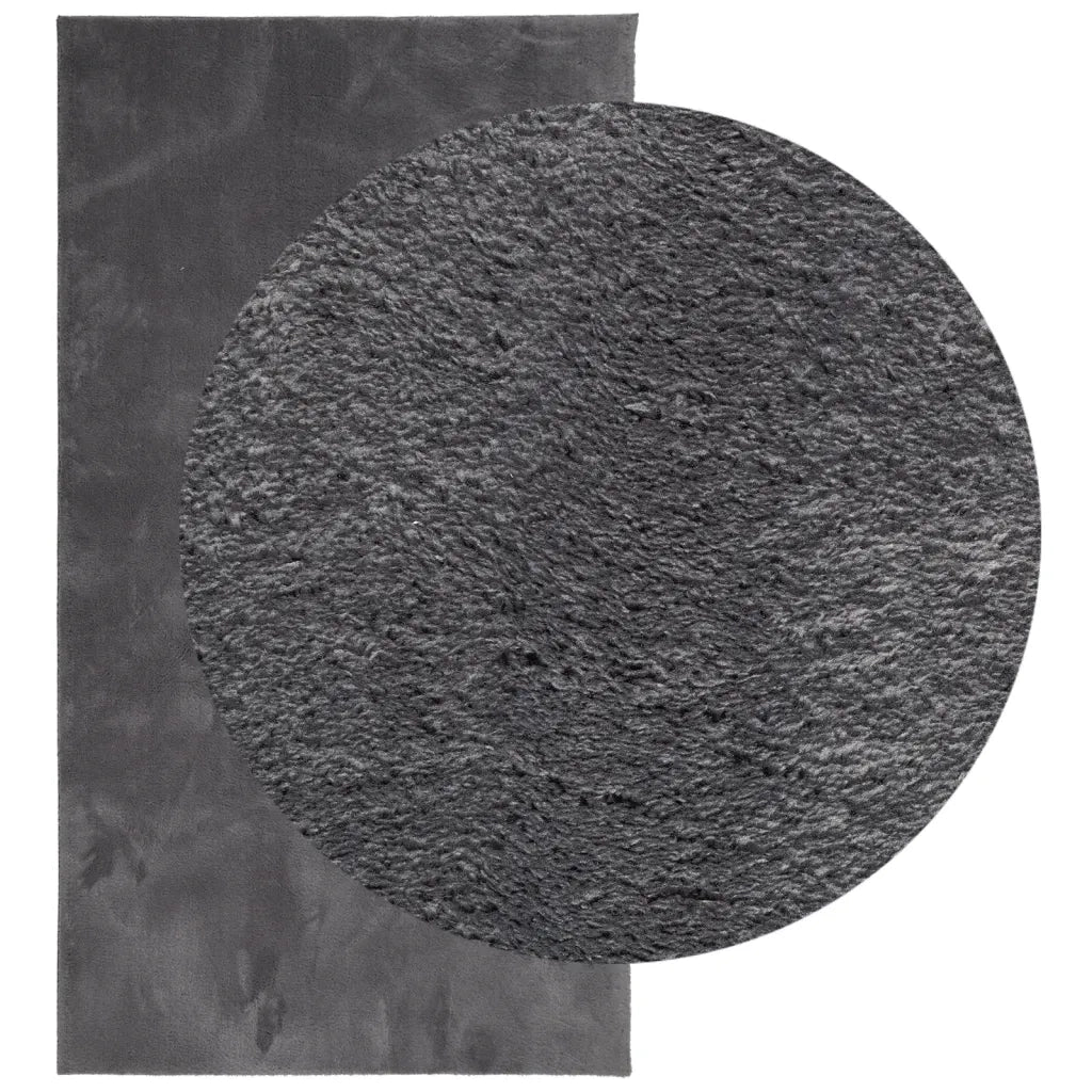 Tappeto a Pelo Corto HUARTE Morbido Lavabile Antracite 80x150cm 374995