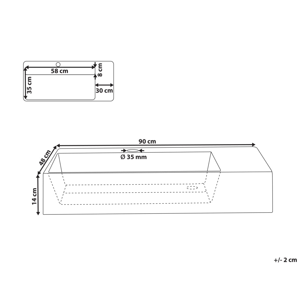 Lavabo bagno rettangolare in ceramica nera 90 x 48 cm Lavello da bagno rettangolare