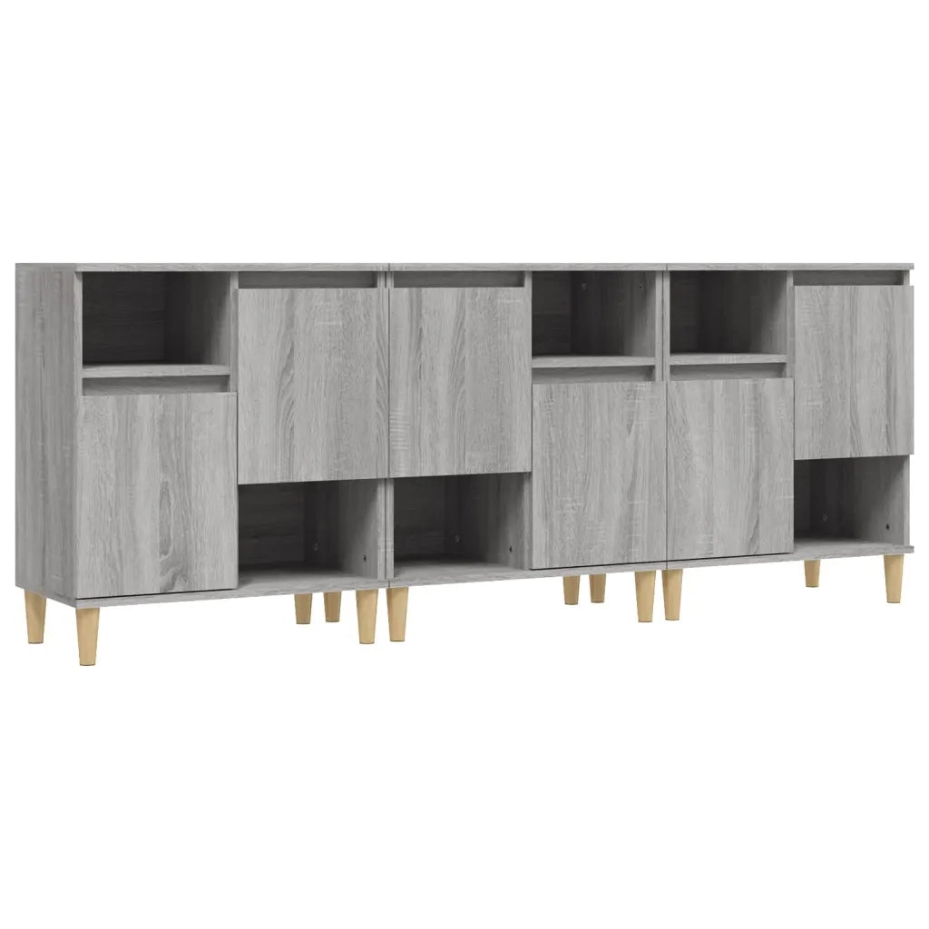vidaXL Credenze 3pz Grigio Sonoma 60x35x70 cm in Legno Multistrato