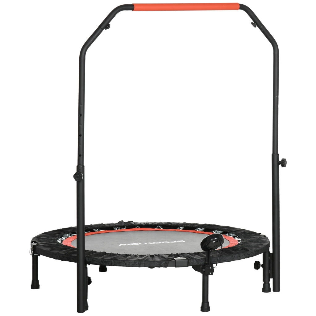 Mini Trampolino con Maniglia e Monitor LCD ¨C zephmum ¨C Nero e Rosso, Acciaio, ?102x99-123cm