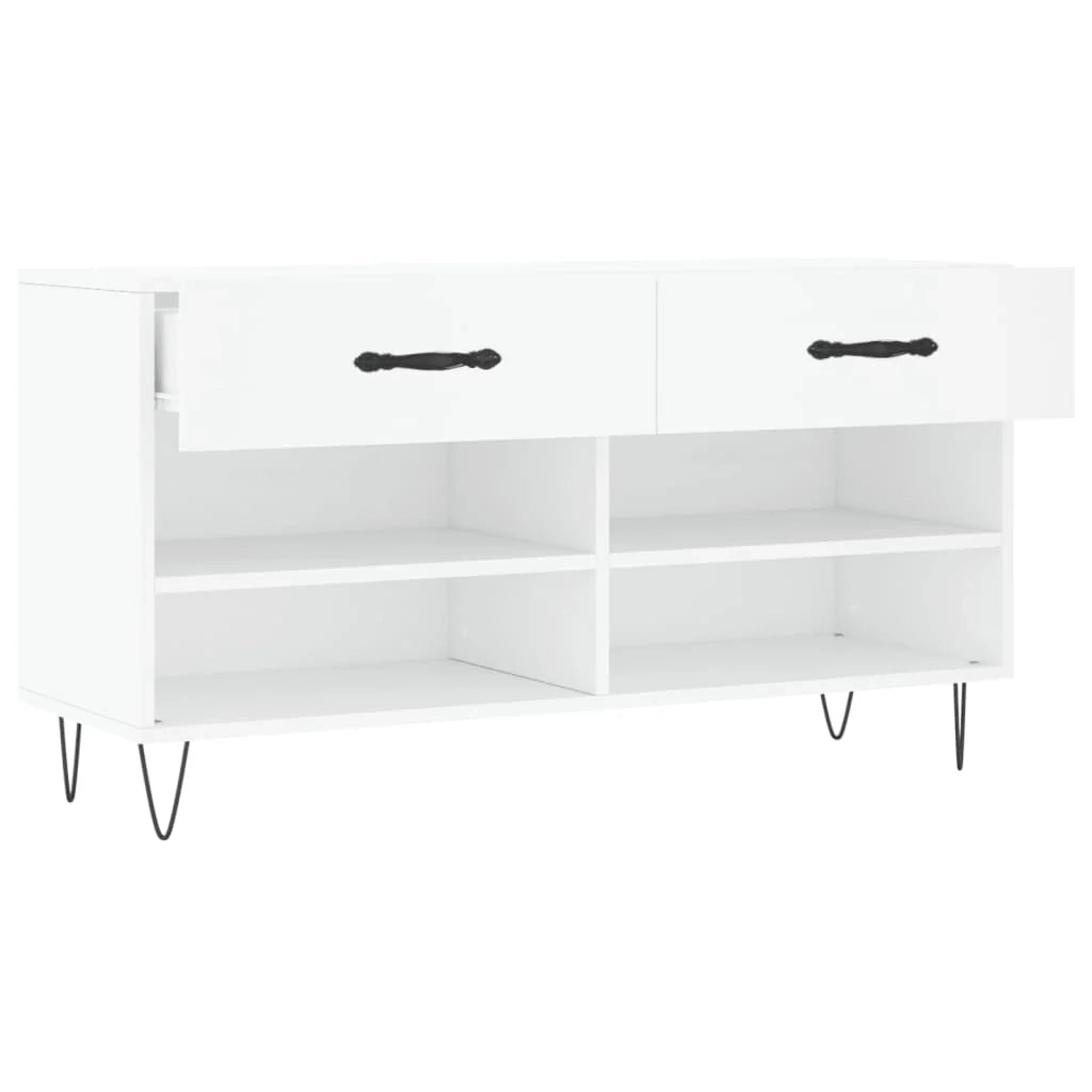 Panca portascarpe/stivali cassettiera scaffale mobiletto portaoggetti per ingresso 102 x 35 x 55 cm legno ingegnerizzato bianco 02_0022877